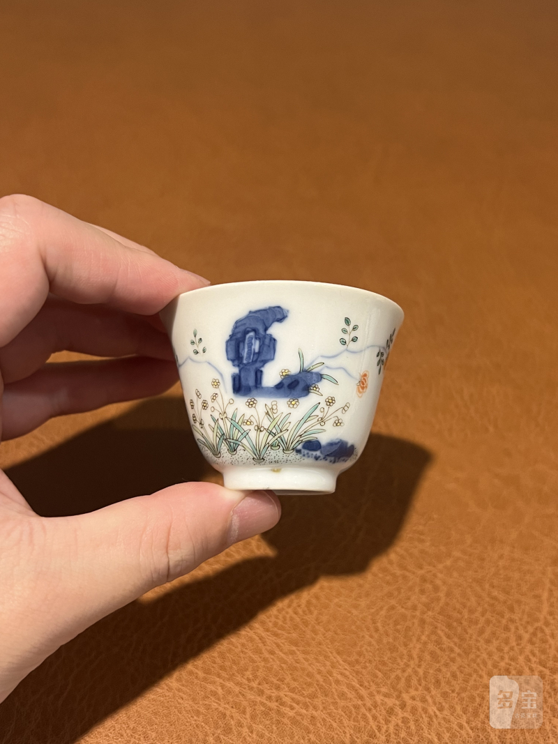清道光 青花五彩花神杯 - 图2